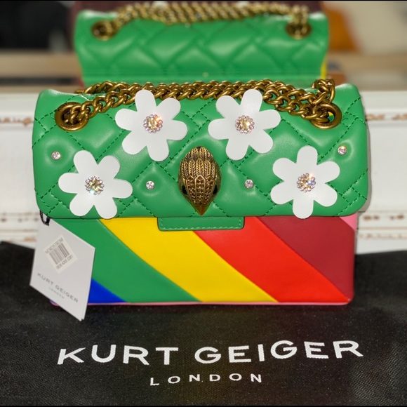 Kurt Geiger London Mini Kensington Leather Floral Rainbow Crossbody Bag - Picture 5 of 10
